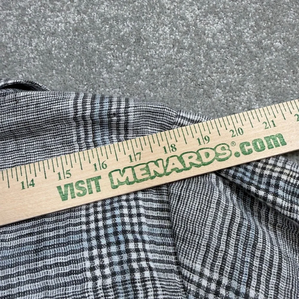 J‎ Jill Love Linen Blazer Plaid Longline Womens Lrg Boyfriend Fit Blue Academia